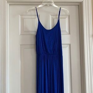 Floor length rayon blue dress spaghetti strap